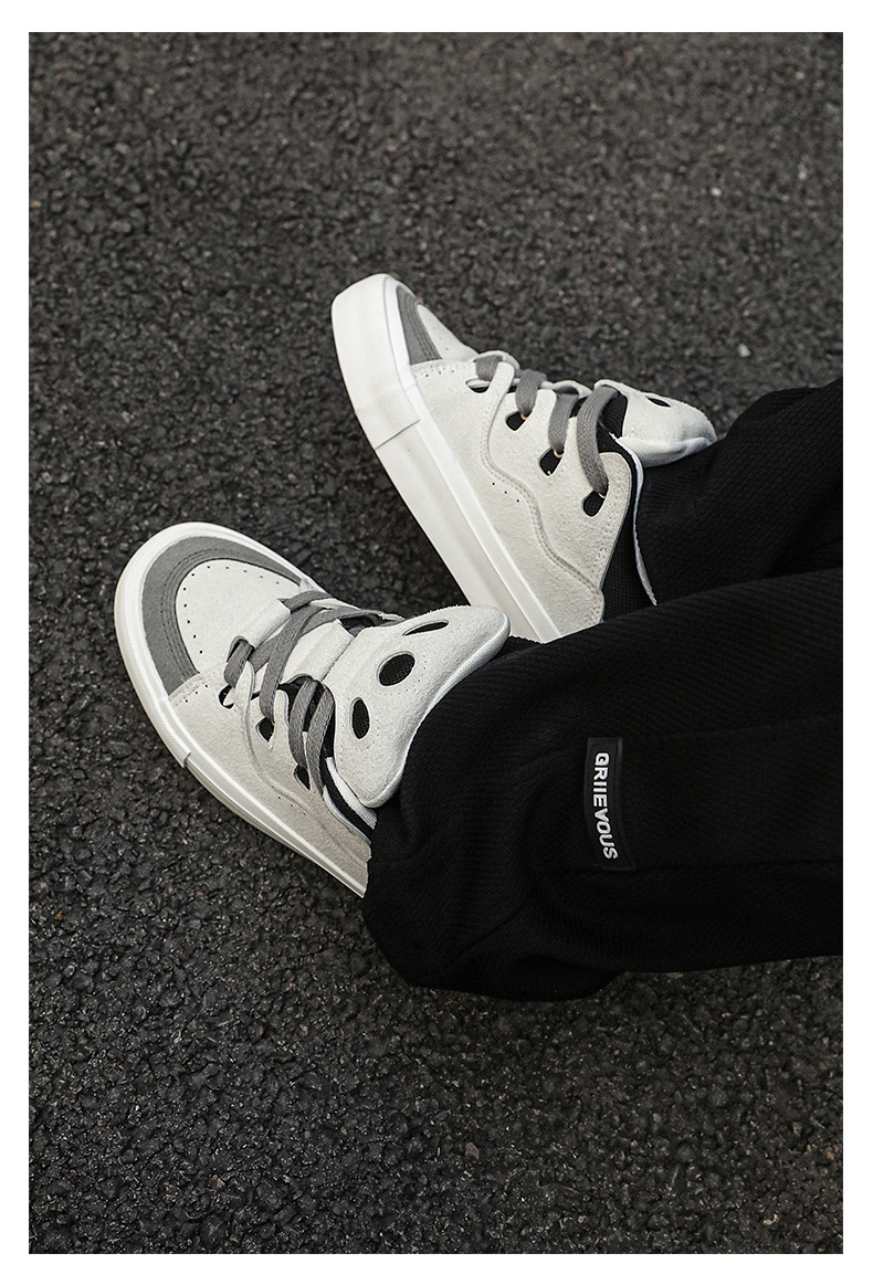 Unisex Colorblock Platform Lace-Up Skate Shoes detail 12
