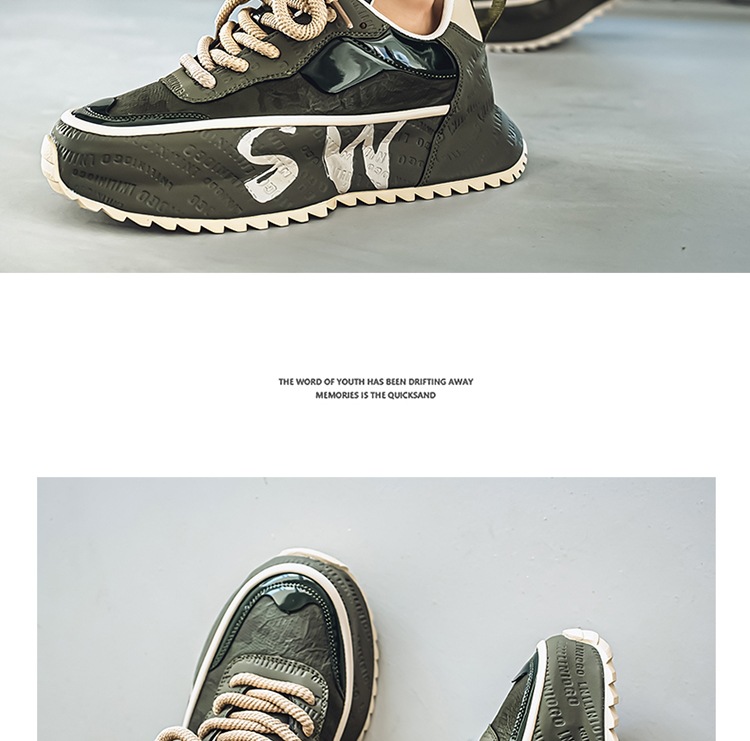 Scarpe casual da uomo con plateau stringate in pelle PU detail 14