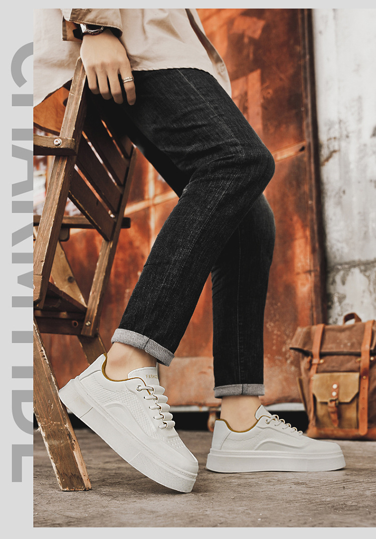 Klobige Schnür-Sneaker für Herren mit Plateausohle, Freizeitschuhe detail 2