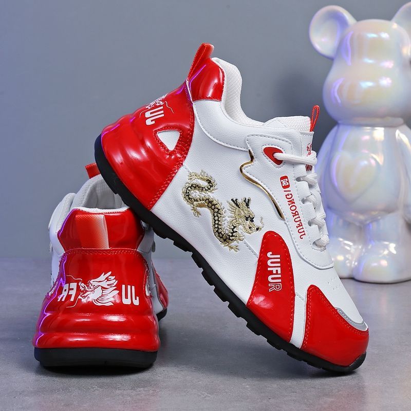 Herren Freizeitschuhe Sneaker zum Schnüren mit Drachenstickerei 5