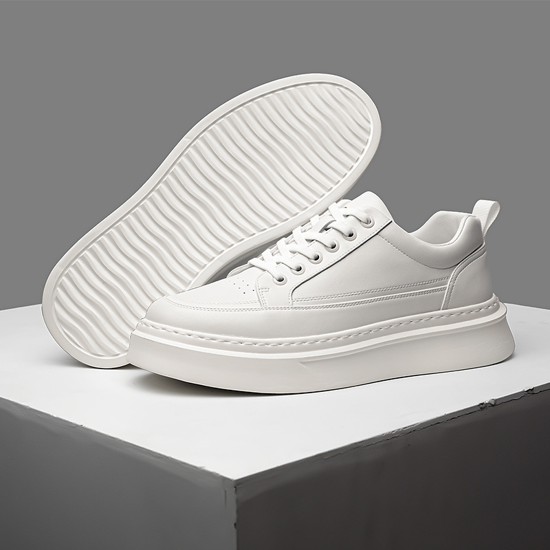 Einfarbige Plateau-Freizeitschuhe aus Leder für Herren 3