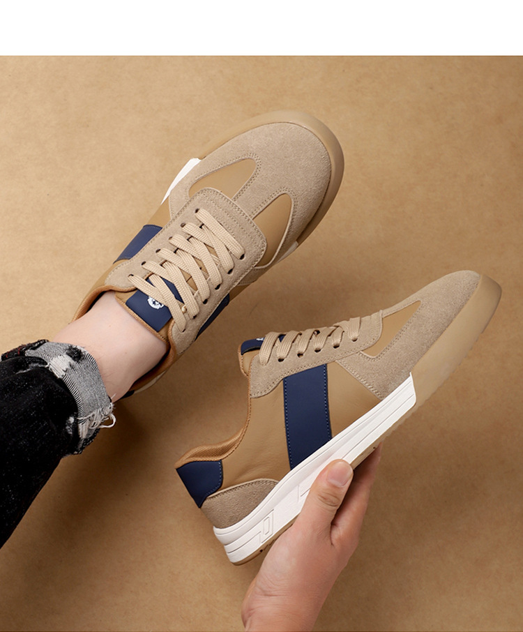 Men's Colorblock Leather Lace-Up Casual Shoes detail 5