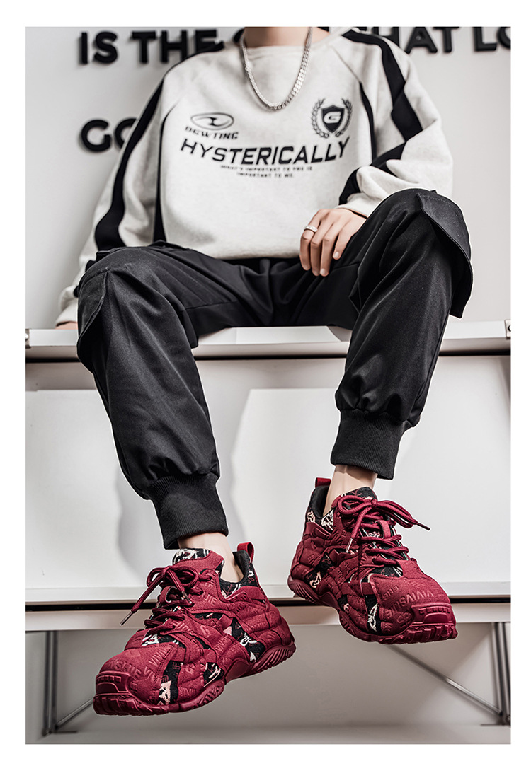 Gepolsterte Plateau-Freizeitschuhe für Herren mit Schnürung detail 10