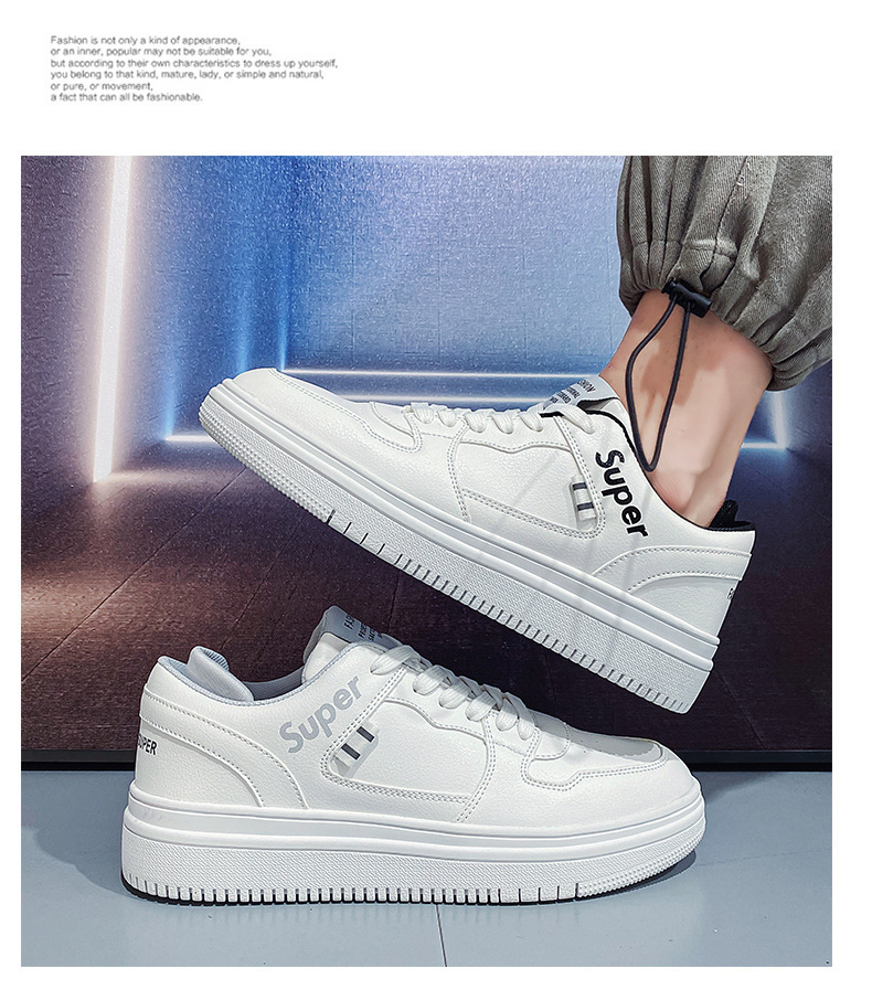 Lage vetersneakers voor heren van PU-leer detail 9