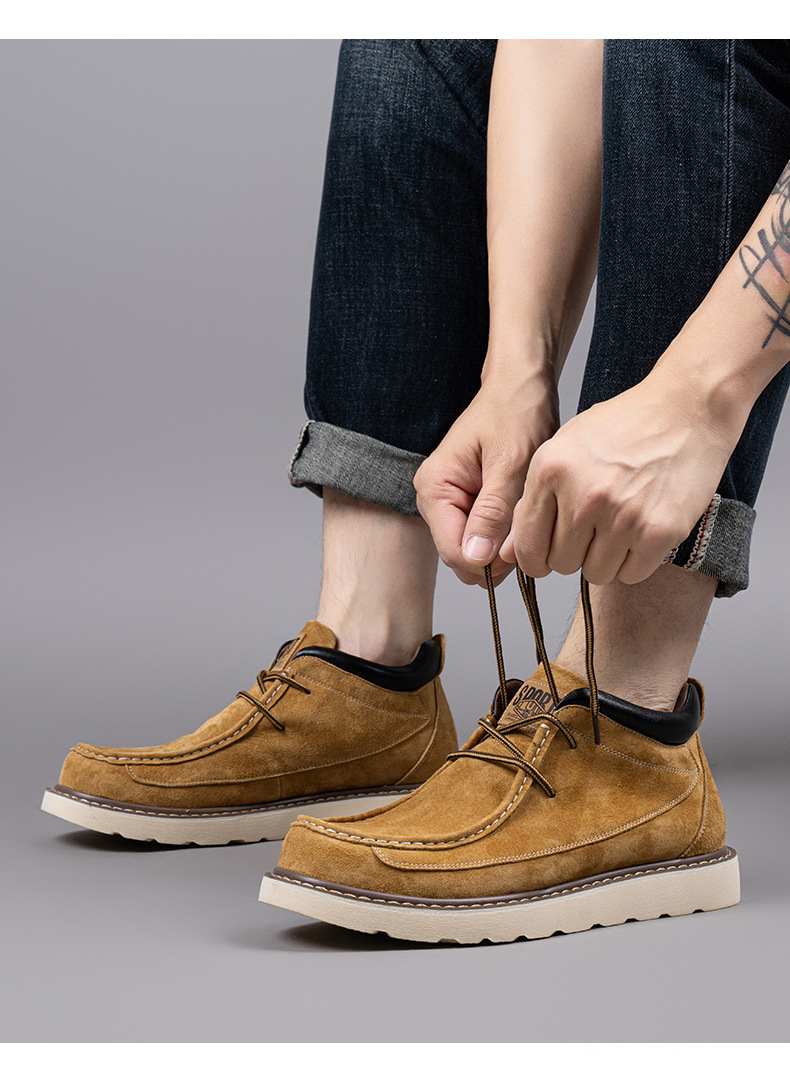 Men's Suede Lace-Up Moc Toe Casual Shoes detail 3