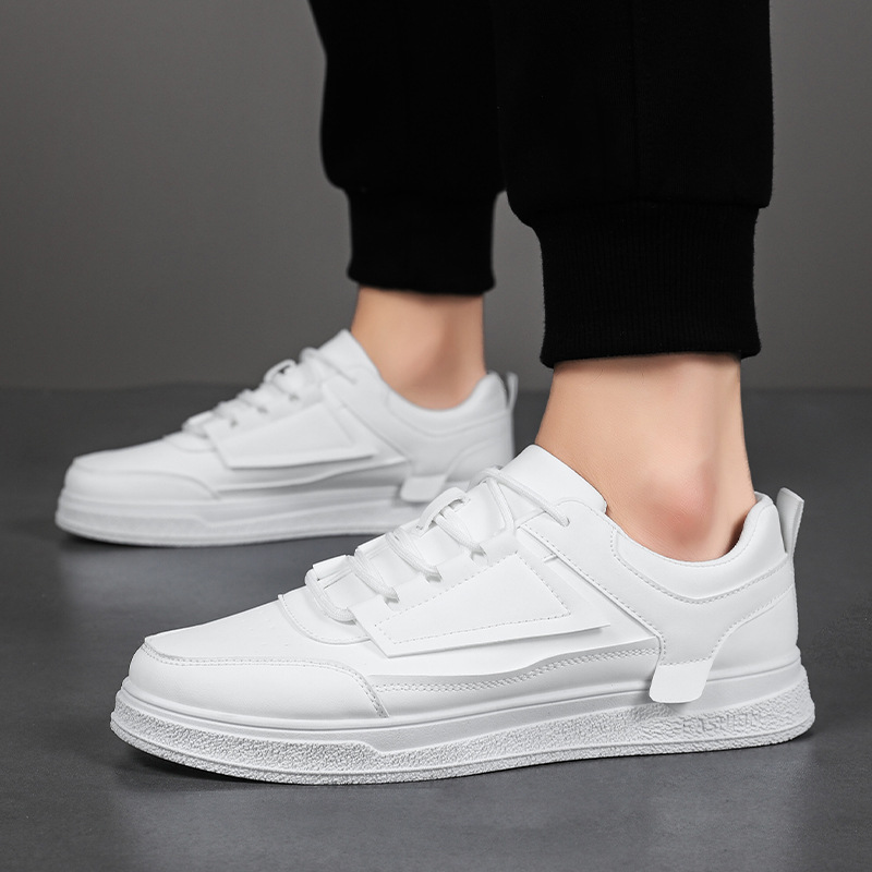 Einfarbige Schnür-Freizeitschuhe aus PU-Leder für Herren detail 10