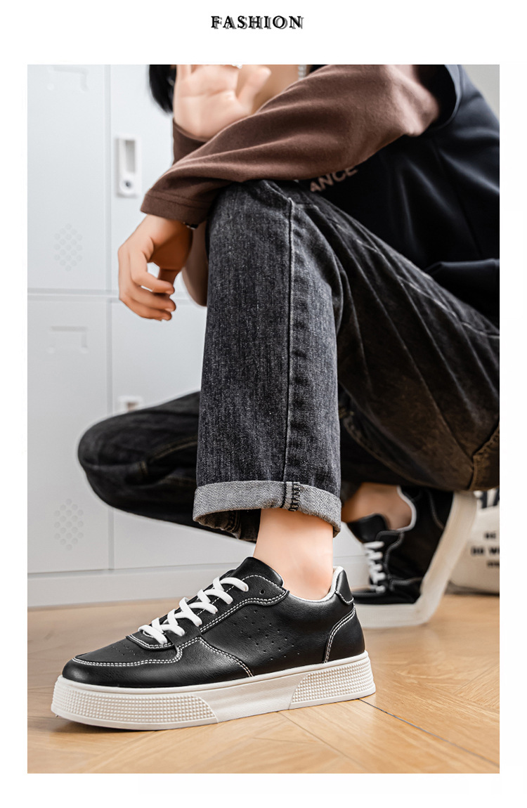 Men's Breathable PU Leather Lace-Up Casual Shoes detail 9