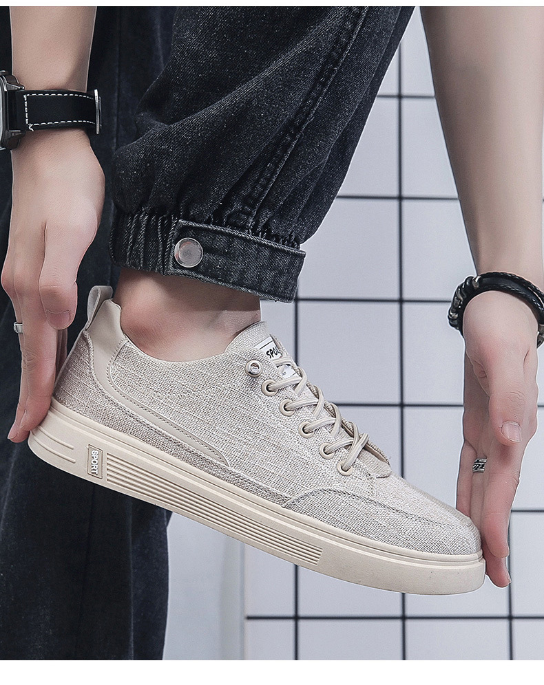 Scarpe casual stringate da uomo in tela traspirante detail 5