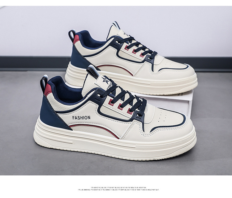 Men's Colorblock Lace-Up PU Leather Casual Shoes detail 11