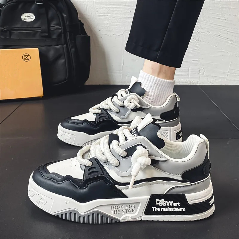 Men's Chunky Platform Colorblock Lace-Up Casual Shoes 5