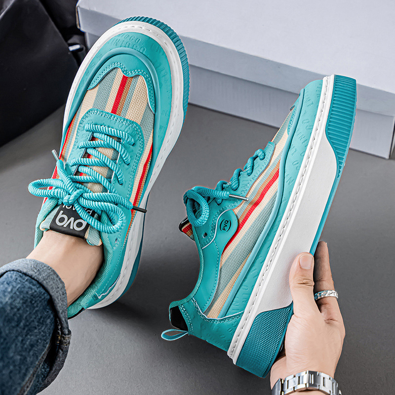 Men's Colorblock Cushioned Lace-Up Platform Casual Shoes 5