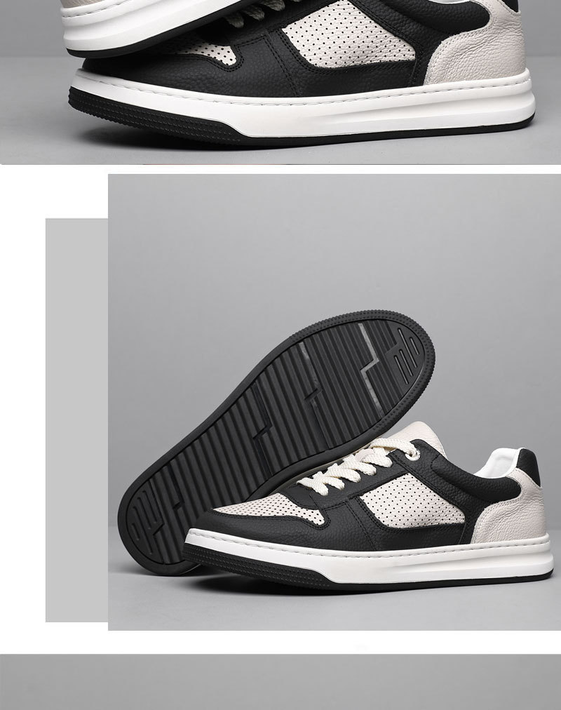 Men's Leather Colorblock Lace-Up Casual Shoes detail 2