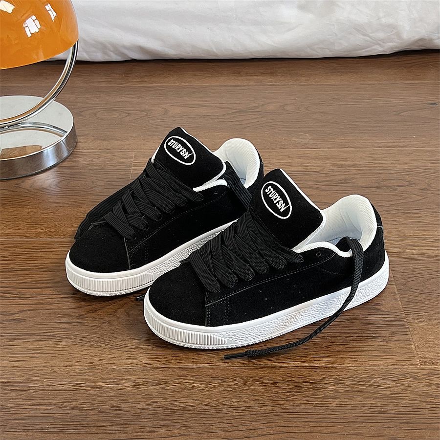 Unisex suède plateau skateschoenen met vetersluiting detail 1