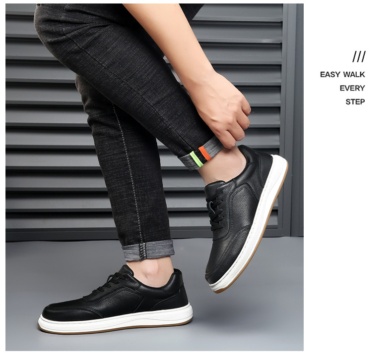 Schnürbare Plateau-Freizeitschuhe für Herren aus Leder detail 2
