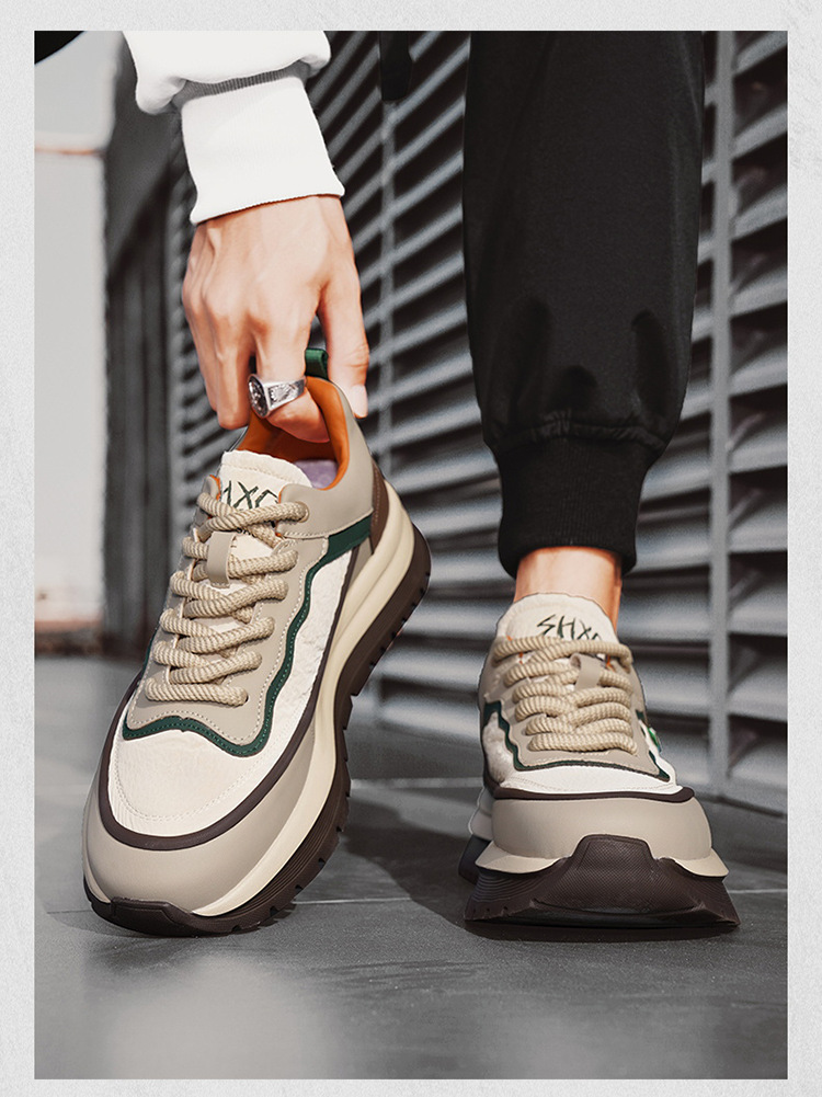 Men's Colorblock Platform Lace-Up Casual Shoes detail 5