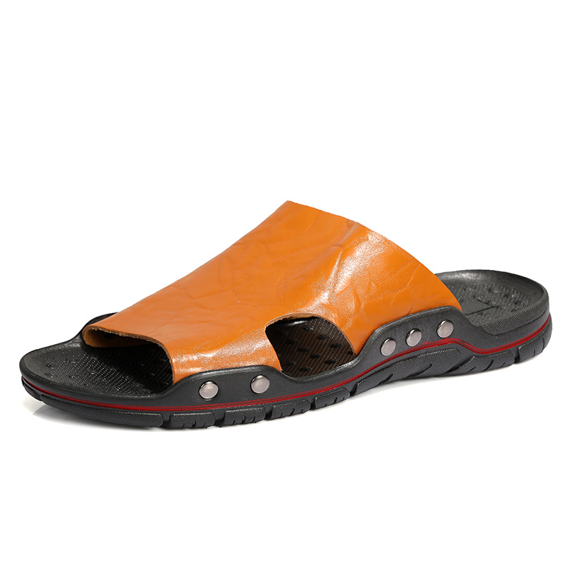 Men's Casual Non-Slip PU Leather Slide Slippers 6