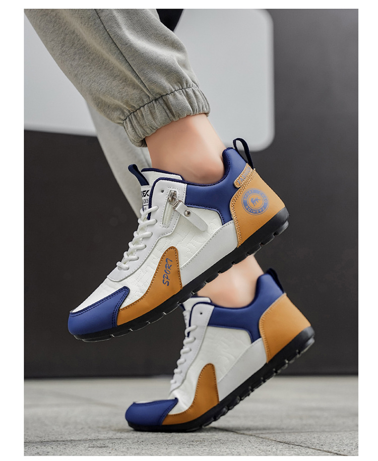 Scarpe casual da uomo stringate in ecopelle PU con design color block detail 3