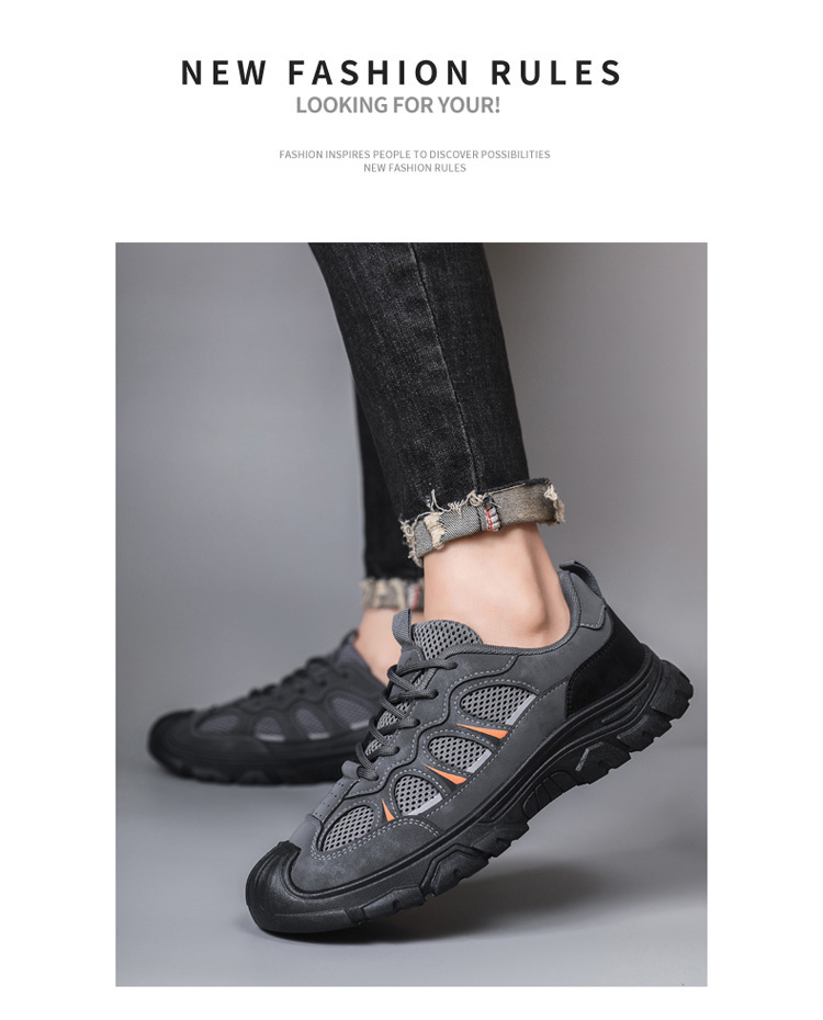 Atmungsaktive Herren-Freizeitschuhe mit Mesh und Schnürung für draußen detail 10
