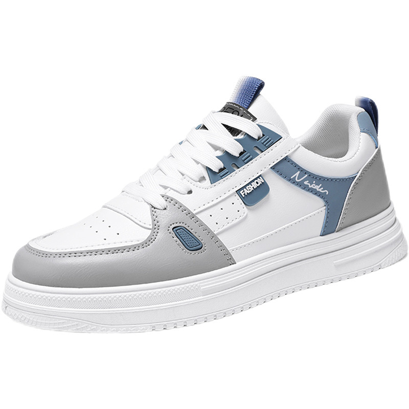 Sneakers casual da uomo stringate in pelle PU stile color-block 6
