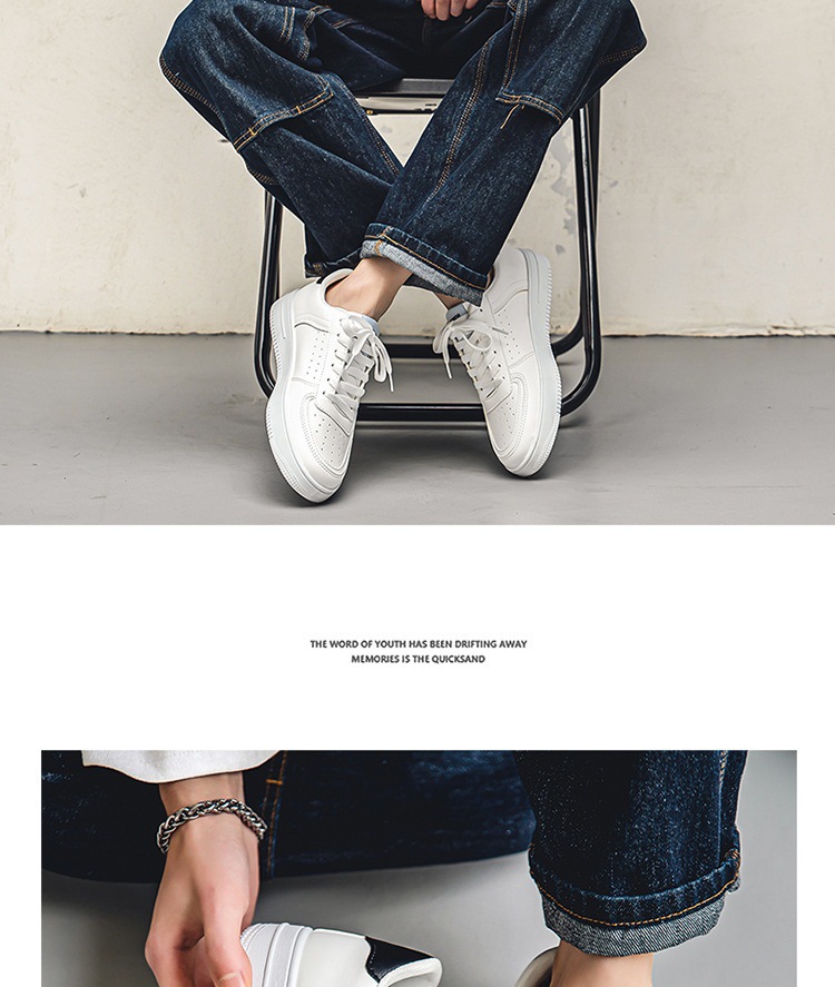 Men's Breathable PU Leather Lace-Up Sneakers detail 13