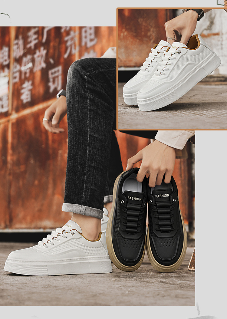 Klobige Schnür-Sneaker für Herren mit Plateausohle, Freizeitschuhe detail 1