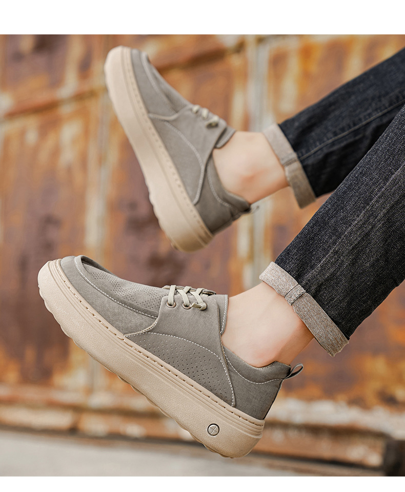 Gedämpfte Plateau-Freizeitschuhe für Herren mit Schnürung detail 13