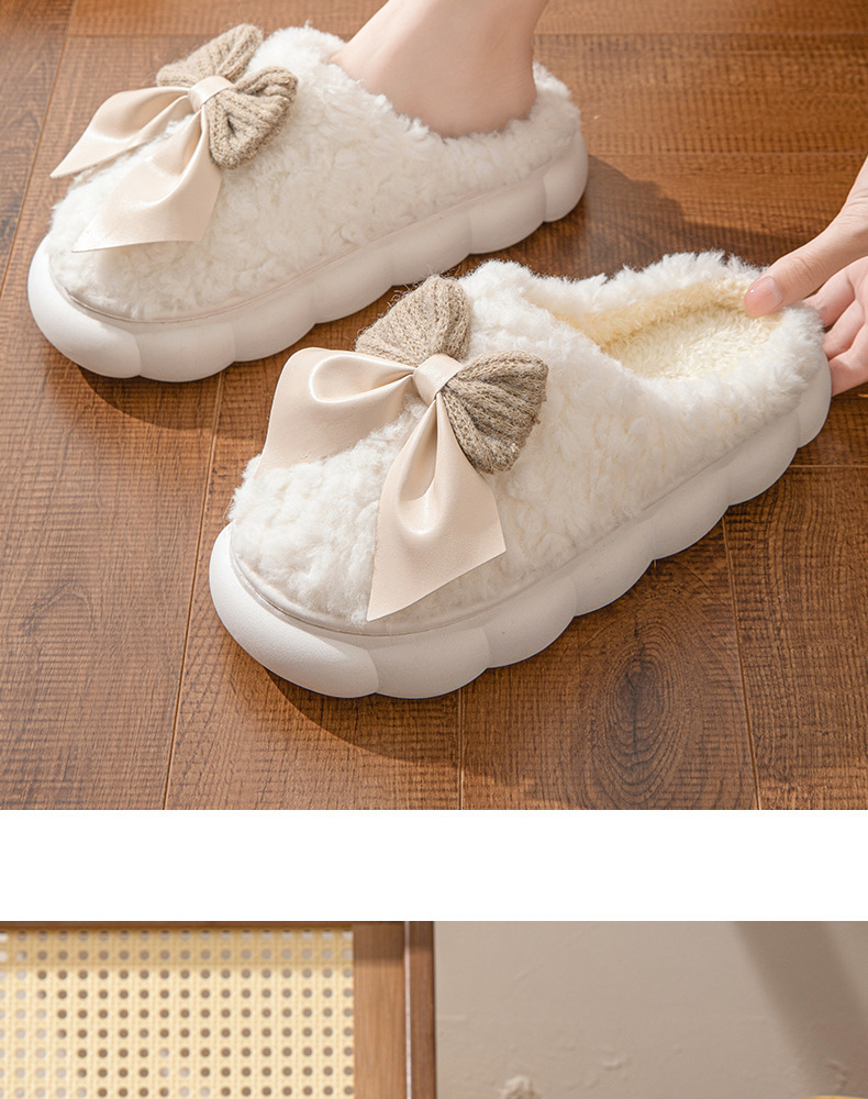 Chaussons chauds en peluche à plateforme pour femmes detail 4