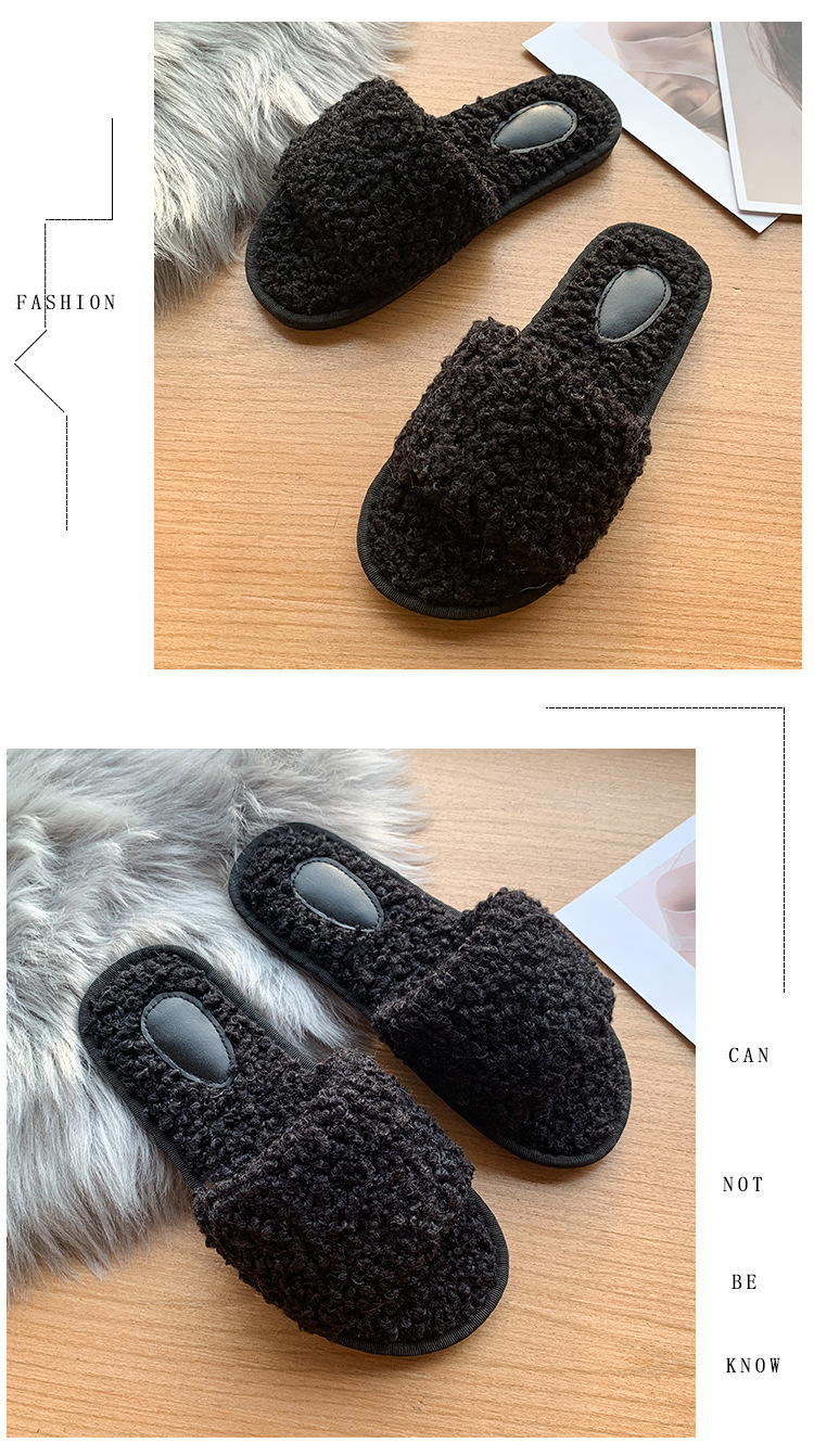 Pantuflas planas de felpa con punta abierta para mujer detail 15
