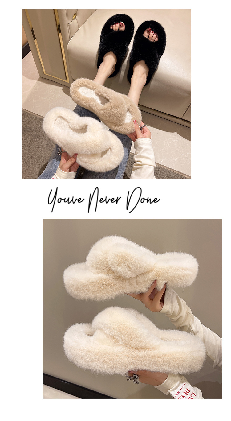 Pantofole da donna in morbido peluche con punta aperta detail 9