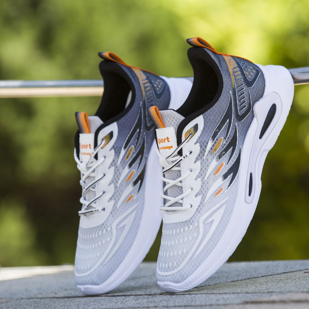 Men's Breathable Mesh Lace-Up Platform Running Shoes 5