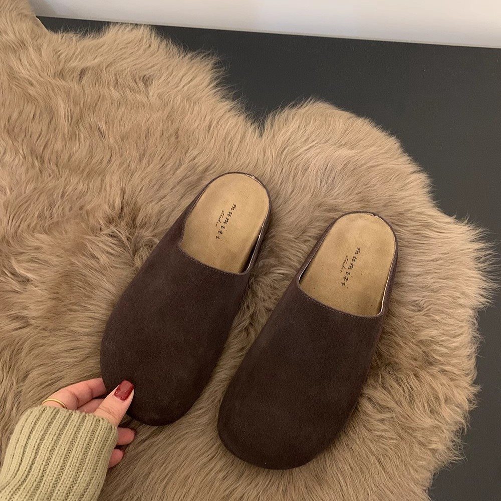 Pantuflas destalonadas cómodas de ante para mujer 4