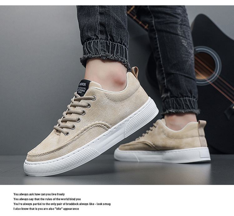 Men's Breathable Canvas Lace-Up Platform Casual Shoes detail 11