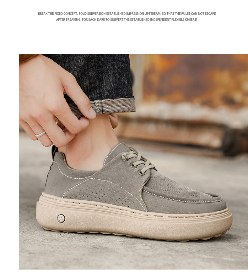Gedämpfte Plateau-Freizeitschuhe für Herren mit Schnürung detail 12