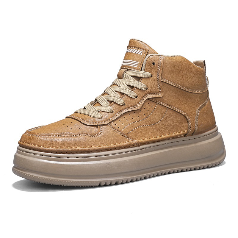 Herren Plateau-Freizeitschuhe zum Schnüren aus PU-Leder 6