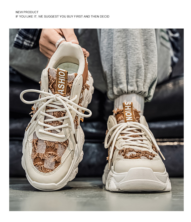 Men's Chunky Platform Lace-Up Casual Sneakers detail 7