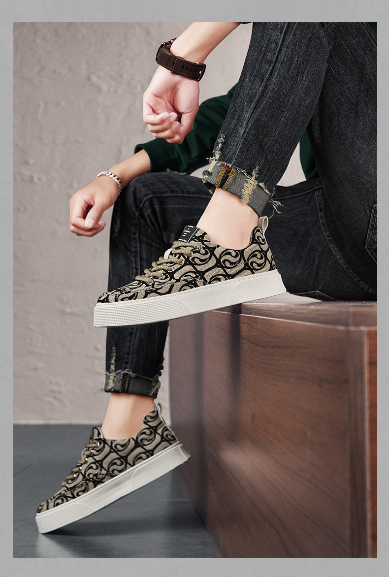 Men's Graphic Print Platform Lace-Up Casual Shoes detail 5