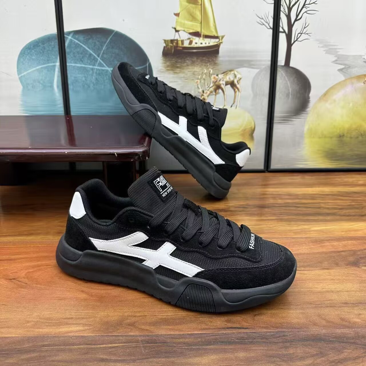 Sneakers casual da uomo traspiranti in mesh con lacci detail 5