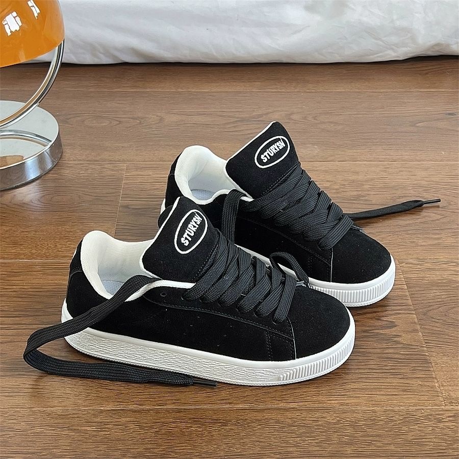 Unisex suède plateau skateschoenen met vetersluiting 5