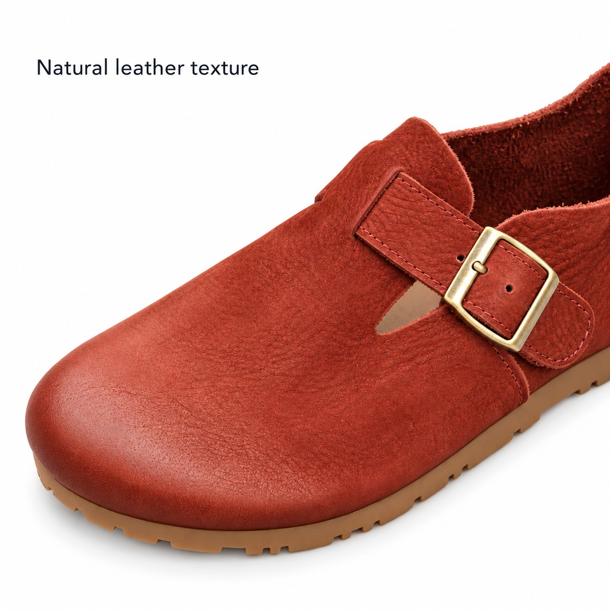 Women's Full-Grain Leather Buckle Barefoot Shoes detail 1