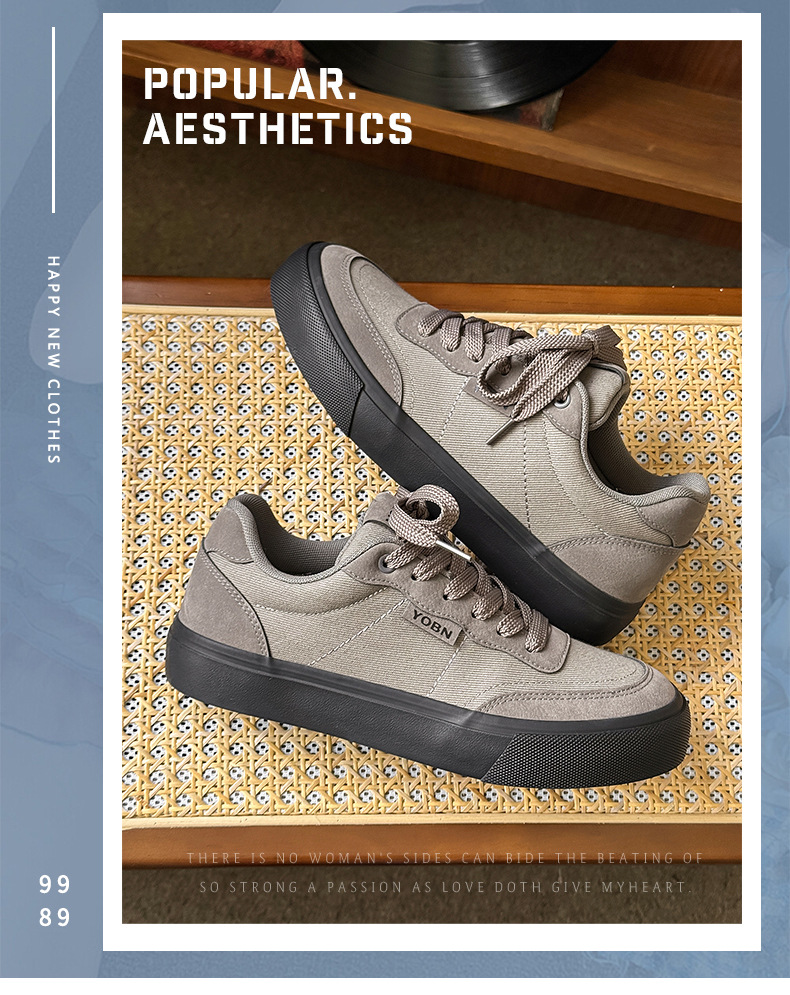 Men's Breathable Canvas Lace-Up Casual Shoes detail 1