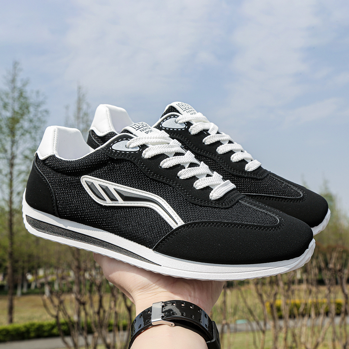 Baskets casual respirantes en mesh à blocs de couleurs pour homme 5