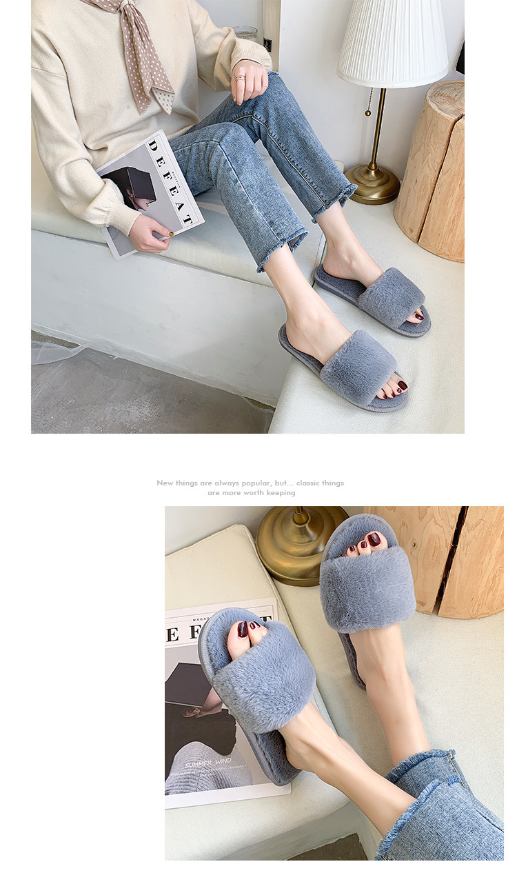 Chaussons douillets en peluche à bout ouvert pour femme detail 8