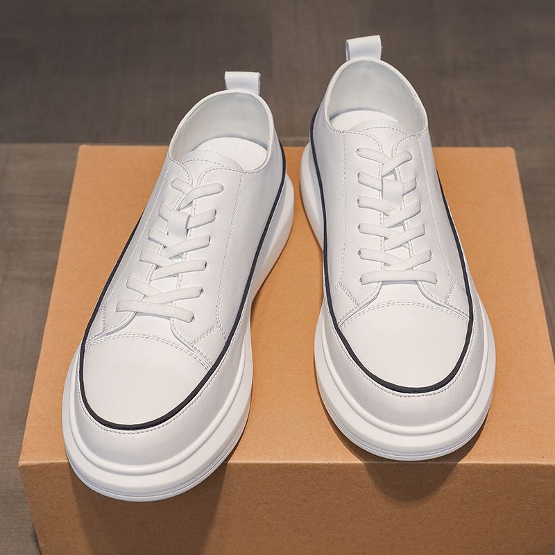 Plateau-Freizeitschuhe für Herren aus PU-Leder zum Schnüren