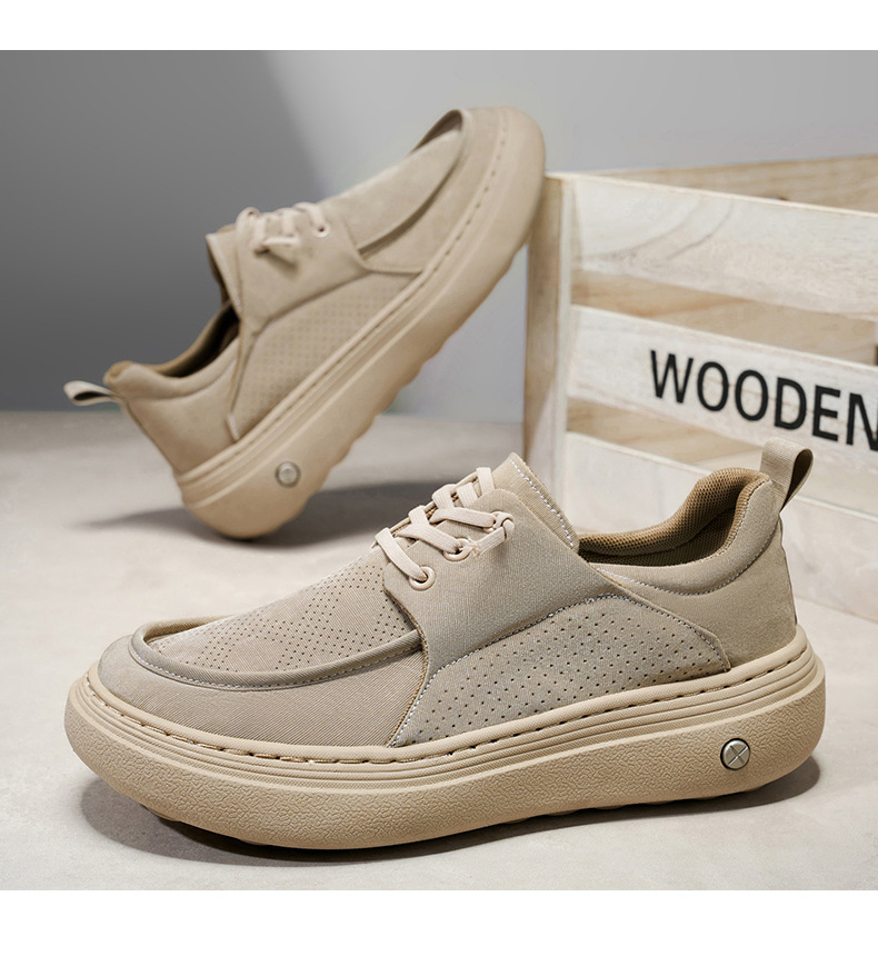 Gedämpfte Plateau-Freizeitschuhe für Herren mit Schnürung detail 14