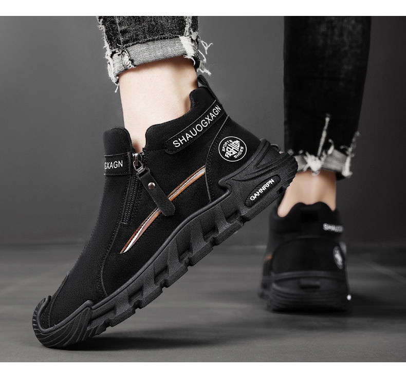 Rutschfeste High-Top Freizeitschuhe für Herren mit Reißverschluss detail 3