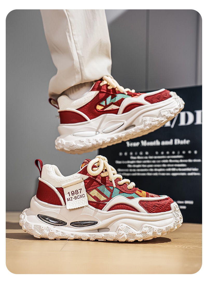 Gedämpfte Plateau-Freizeitschuhe für Herren mit Schnürung detail 6