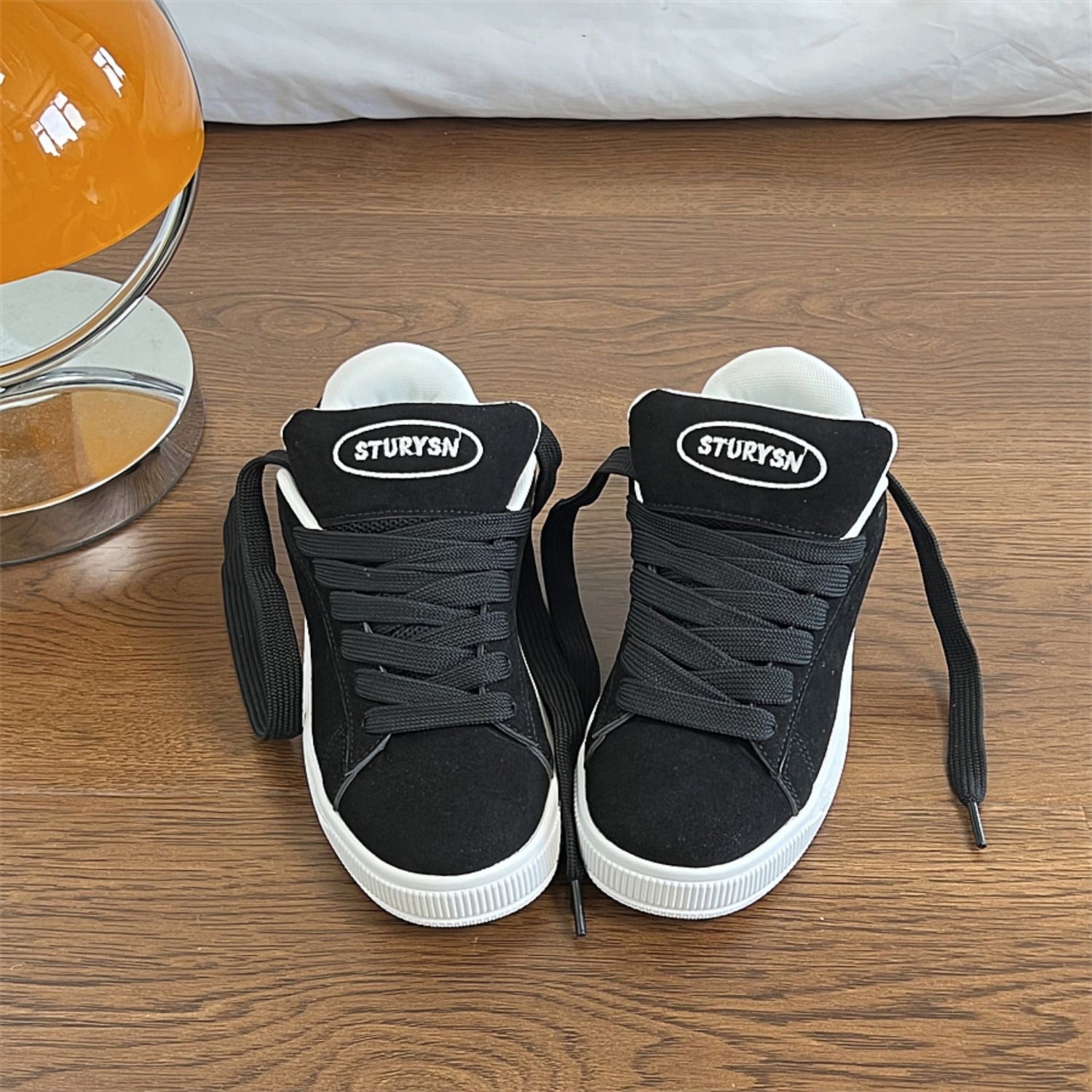 Unisex suède plateau skateschoenen met vetersluiting detail 5