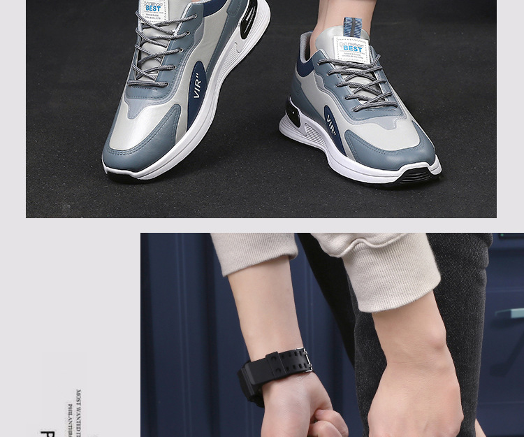 Men's Colorblock Cushioned Lace-Up Casual Sneakers detail 15