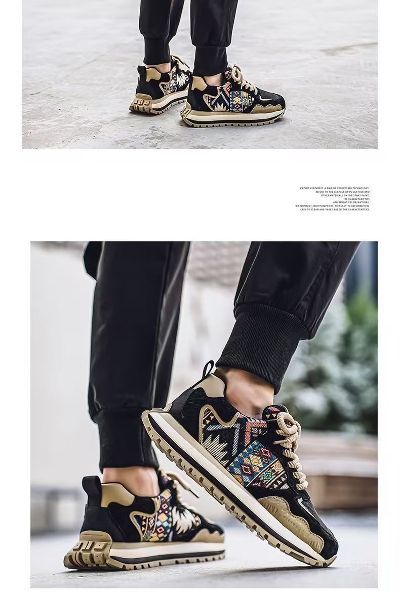 Casual herenschoenen met veters en etnisch patroon detail 16