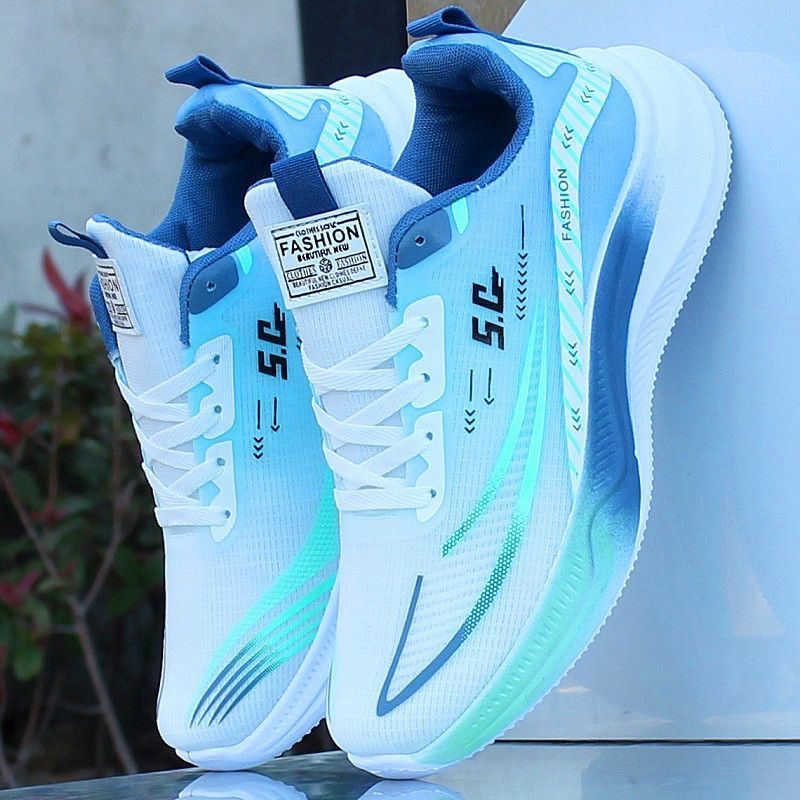 Men's Breathable Cushioned Lace-Up Running Shoes 4